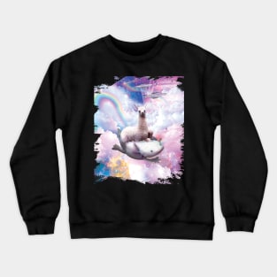 Space Llama Riding Axolotl - Rainbow Crewneck Sweatshirt